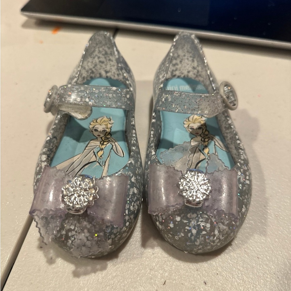 Mini Melissa Frozen Themed Glitter Kids Shoes - Silver